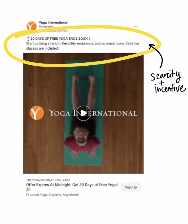 Social media copy example.